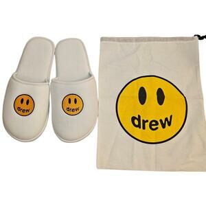 Drew House Mascot Slippers Mens S / M White Justin Bieber Smiley New